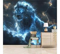 Fotomurales Autoadhesivo 300x210cm León Del Trueno Y El Relámpago - No Tejido - ExtraíBle Para Despegar Y Pegar - Animales De Cuentos De Hadas 3d Tv Fondo Pared Dormitorio Murales Papel Tapiz Moderno