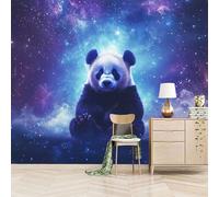 Fotomurales Autoadhesivo 300x256cm Lindo Panda Gigante Del Cielo Estrellado - No Tejido - ExtraíBle Para Despegar Y Pegar - Estilo De Arte De Fantasía 3d Tv Fondo Pared Dormitorio Murales Papel