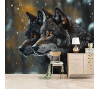 Fotomurales Autoadhesivo 366x256cm Lobo, Animal Salvaje - No Tejido - ExtraíBle Para Despegar Y Pegar - Bestia 3d Tv Fondo Pared Dormitorio Murales Papel Tapiz Moderno