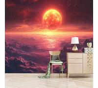 Fotomurales Autoadhesivo 366x256cm Planeta Amarillo Con Nubes - No Tejido - ExtraíBle Para Despegar Y Pegar - Hermosos Paisajes Del Universo. 3d Tv Fondo Pared Dormitorio Murales Papel Tapiz Moderno