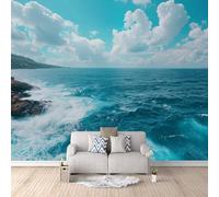 Fotomurales Autoadhesivo 400x280cm El Mar Está Agitado - No Tejido - ExtraíBle Para Despegar Y Pegar - Mar Azul Y Cielo Azul 3d Tv Fondo Pared Dormitorio Murales Papel Tapiz Moderno