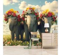 Fotomurales Autoadhesivo 500x280cm Elefante Con Guirnalda - No Tejido - ExtraíBle Para Despegar Y Pegar - Estilo Humorístico Y Lindo 3d Tv Fondo Pared Dormitorio Murales Papel Tapiz Moderno