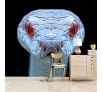 Fotomurales Autoadhesivo 500x280cm Serpiente Blanca Con Ojos Rojos Escupe La Lengua - No Tejido - ExtraíBle Para Despegar Y Pegar - Estilo Realista Detallado 3d Tv Fondo Pared Dormitorio Murales