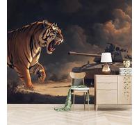 Fotomurales Autoadhesivo 500x280cm Tanque León Bestia - No Tejido - ExtraíBle Para Despegar Y Pegar - Tecnología Animal Creativa 3d Tv Fondo Pared Dormitorio Murales Papel Tapiz Moderno