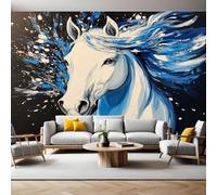 Fotomurales Caballo de acuarela animal Papel Tapiz Fotográfico 400x280 cm Tejido No Tejido Decor de la Pared Murales para Salón Dormitorio TV Pared Habitación Niños