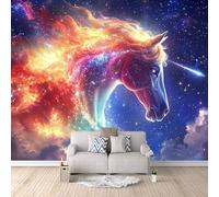 Fotomurales Caballo Galaxia 300x256 cm Papel Pintado Animal Impresión 3D Pared Tela no Tejida Fácil de Instalar Limpiar Poster Ideal para Salones Cocinas Pasillos Papel Pintado Pared Dormitorio