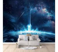 Fotomurales Cohete Galaxia 300x256 cm Papel Pintado Galaxia Impresión 3D Pared Tela no Tejida Fácil de Instalar Limpiar Poster Ideal para Salones Cocinas Pasillos Papel Pintado Pared Dormitorio