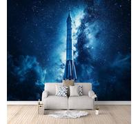 Fotomurales Cohete Galaxia 400x280 cm Papel Pintado Galaxia Impresión 3D Pared Tela no Tejida Fácil de Instalar Limpiar Poster Ideal para Salones Cocinas Pasillos Papel Pintado Pared Dormitorio