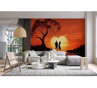 Fotomurales de Pared Atardecer Papel Pintado de Fotografía de Amor Parejas Romance mural de Tejido No Tejido 400Anx280Al cm, Moderno Mural de Pared Para Sala de Estar, Dormitorio Murales 13G-24