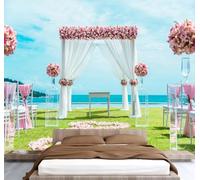 Fotomurales de Pared Boda Papel Pintado de Fotografía de Flores Paisaje Marino Romance mural de Tejido No Tejido 250Anx175Al cm, Moderno Mural de Pared Para Sala de Estar, Dormitorio Murales U-146