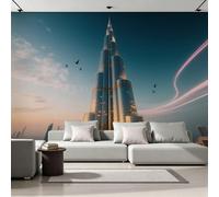 Fotomurales de Pared Burj Khalifa Papel Pintado de Fotografía de Ciudad Moderna mural de Tejido No Tejido 350Anx256Al cm, Moderno Mural de Pared Para Sala de Estar, Dormitorio Murales 22G-8