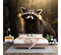Fotomurales Decorativos Alta DefinicióN Animales DiseñO de Mapache Papel Pintado Pared 450x315 cm MarróN Papel Pintado Tejido No Tejido Decoración de Pared, Salones, Habitaciones Moderna Fotográfico
