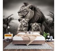 Fotomurales Decorativos Animales Alta DefinicióN PatróN de LeóN Papel Pintado Pared 200x140 cm Gris Papel Pintado Tejido No Tejido Decoración de Pared, Salones, Habitaciones Moderna Fotográfico