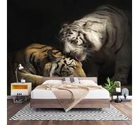 Fotomurales Decorativos Animales Dos Palabras: Tigre Papel Pintado Pared 300x210 cm RomáNtico Papel Pintado Tejido No Tejido Decoración de Pared, Salones, Habitaciones Moderna Fotográfico