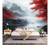 Fotomurales Decorativos Arte Chino Papel Pintado Pared 200x140 cm Pintura de Feng Shui Chino Papel Pintado Tejido No Tejido Decoración de Pared, Salones, Habitaciones Moderna Fotográfico