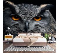 Fotomurales Decorativos BúHo Animal Papel Pintado Pared 300x210 cm Negro Papel Pintado Tejido No Tejido Decoración de Pared, Salones, Habitaciones Moderna Fotográfico