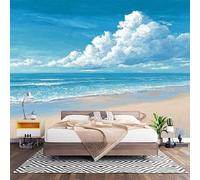 Fotomurales Decorativos CorazóN RomáNtico De Playa Papel Pintado Pared 250x175 cm Azul Papel Pintado Tejido No Tejido Decoración de Pared, Salones, Habitaciones Moderna Fotográfico