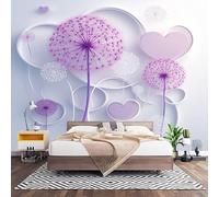Fotomurales Decorativos Estampado de Diente de LeóN Morado Papel Pintado Pared 350x256 cm Amar Papel Pintado Tejido No Tejido Decoración de Pared, Salones, Habitaciones Moderna Fotográfico
