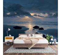 Fotomurales Decorativos Gris Azulado Papel Pintado Pared 450x315 cm Pintura Al óLeo Junto Al Mar Papel Pintado Tejido No Tejido Decoración de Pared, Salones, Habitaciones Moderna Fotográfico