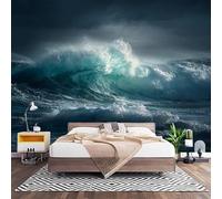 Fotomurales Decorativos Las Olas Estaban Fuertes Papel Pintado Pared 250x175 cm De Color Claro Papel Pintado Tejido No Tejido Decoración de Pared, Salones, Habitaciones Moderna Fotográfico