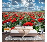 Fotomurales Decorativos Margarita Blanca Papel Pintado Pared 450x315 cm Flores Rojas Del OcéAno Papel Pintado Tejido No Tejido Decoración de Pared, Salones, Habitaciones Moderna Fotográfico