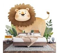 Fotomurales Decorativos MarróN Papel Pintado Pared 200x140 cm Lindo PatróN de LeóN Papel Pintado Tejido No Tejido Decoración de Pared, Salones, Habitaciones Moderna Fotográfico