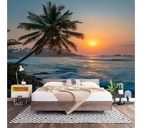 Fotomurales Decorativos Naturaleza Costa Atardecer Papel Pintado Pared 250x175 cm Paisaje Papel Pintado Tejido No Tejido Decoración de Pared, Salones, Habitaciones Moderna Fotográfico
