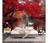 Fotomurales Decorativos Naturaleza Vista OtoñAl Del Lago Papel Pintado Pared 400x280 cm Paisaje Papel Pintado Tejido No Tejido Decoración de Pared, Salones, Habitaciones Moderna Fotográfico