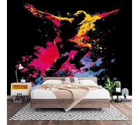 Fotomurales Decorativos Negro Papel Pintado Pared 350x256 cm Grafiti Colorido Al Estilo Callejero Papel Pintado Tejido No Tejido Decoración de Pared, Salones, Habitaciones Moderna Fotográfico