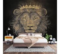 Fotomurales Decorativos Negro Papel Pintado Pared 400x280 cm Retrato Del LeóN Dorado Papel Pintado Tejido No Tejido Decoración de Pared, Salones, Habitaciones Moderna Fotográfico