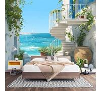 Fotomurales Decorativos Paisaje Costero MediterráNeo Papel Pintado Pared 250x175 cm Naturaleza Papel Pintado Tejido No Tejido Decoración de Pared, Salones, Habitaciones Moderna Fotográfico