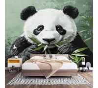 Fotomurales Decorativos Panda Animal Papel Pintado Pared 450x315 cm Verde Claro Papel Pintado Tejido No Tejido Decoración de Pared, Salones, Habitaciones Moderna Fotográfico