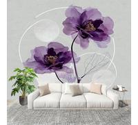 Fotomurales Decorativos Pared 3D Arte GeometríA Flores. Papel tapiz Fotográfico Grande Extraíble 250X175 Cm Gris Papel Pintado Moderno de lujo, Murales Interiores, Mural Stickers