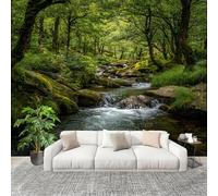 Fotomurales Decorativos Pared 3D Bosque Cascada Naturaleza Paisaje Papel tapiz Fotográfico Grande Extraíble 250X175 Cm Verde Papel Pintado Moderno de lujo, Murales Interiores, Mural Stickers
