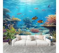 Fotomurales Decorativos Pared 3D El Fondo MarinoEl MundoLos Animales. Papel tapiz Fotográfico Grande Extraíble 200X140 Cm Azul Papel Pintado Moderno de lujo, Murales Interiores, Mural Stickers