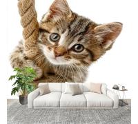 Fotomurales Decorativos Pared 3D Gato Atigrado Papel tapiz Fotográfico Grande Extraíble 250X175 Cm Blanco Papel Pintado Moderno de lujo, Murales Interiores, Mural Stickers