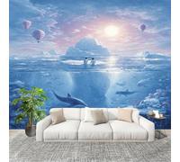 Fotomurales Decorativos Pared 3D Paisajes De Glaciares Y OcéAnos Papel tapiz Fotográfico Grande Extraíble 400X280 Cm Azul Papel Pintado Moderno de lujo, Murales Interiores, Mural Stickers