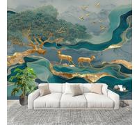 Fotomurales Decorativos Pared 3D Pintura Abstracta De Arte Chino Papel tapiz Fotográfico Grande Extraíble 250X175 Cm Azul Papel Pintado Moderno de lujo, Murales Interiores, Mural Stickers