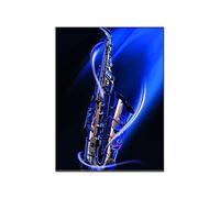 Fotomurales Decorativos Pared 40x60cm Póster de música Saxofón azul Arte de pared Jazz Arte musical Instrumento musical Póster Lienzo Imprimir Cartel de arte de pared para la decoración familiar del