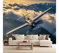 Fotomurales Decorativos Pared Avión 500x280 cm Papel Pintado Tejido No Tejido Avión Cañón Montaña nevada Fotomural 3D Mural Paredes Papel Tapiz Paisaje natural Decoración Salón o Dormitorio