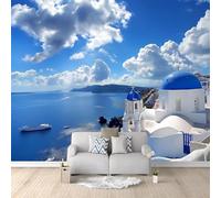 Fotomurales Decorativos Pared Estilo Griego 3D Mural Autoadhesivo Pared Mar Azul Papel Pintado Tela de Seda Papel Tapiz Panorámico 150x105 cm B-0387