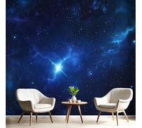 Fotomurales Decorativos Pared Fotográfico TV, Cielo Estrellado Foto Mural, Azul oscuro 3D Papel Pintado, Universo Ciencia Ficción Estéreo 3D Fotomurales, 250Anx175Al cm