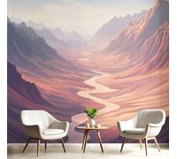 Fotomurales Decorativos Pared Fotográfico TV, Estética Del Valle Del Río Foto Mural, Rosa oscuro 3D Papel Pintado, Naturaleza Estéreo 3D Fotomurales, 150Anx105Al cm