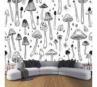 Fotomurales Decorativos Pared Fotográfico TV, Hongo Zancos Foto Mural, Blanco y negro 3D Papel Pintado, Graffiti Estéreo 3D Fotomurales, 150Anx105Al cm