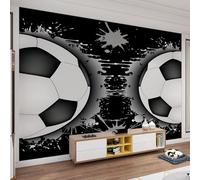Fotomurales Decorativos Pared Futbol 3D Mural Autoadhesivo Pared Negro y Gris Papel Pintado Tela de Seda Papel Tapiz Panorámico 200x140 cm B-5296