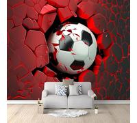 Fotomurales Decorativos Pared Fútbol Americano 3D Mural Autoadhesivo Pared Geometría Roja y Negra Papel Pintado Tela de Seda Papel Tapiz Panorámico 200x140 cm B-2138
