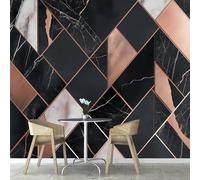 Fotomurales Decorativos Pared Geometría Moderna 3D Mural Autoadhesivo Pared Mármol Negro Papel Pintado Tela de Seda Papel Tapiz Panorámico 350x250 cm B-5971