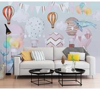 Fotomurales Decorativos Pared Globo De Aire Caliente Rosa Murales Papel Pintado Pared Dormitorio Infantil Salón Antecedentes Televisivos Sin Pegamento Tela de Seda Papel Pintado 150x117.5cm