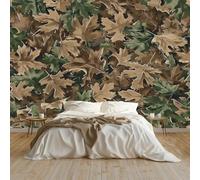 Fotomurales Decorativos Pared Hojas 3D Mural Autoadhesivo Pared Hojas de Otoño Papel Pintado Tela de Seda Papel Tapiz Panorámico 350x250 cm B-1070