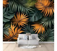 Fotomurales Decorativos Pared Hojas de Palma 3D Mural Autoadhesivo Pared Hojas Tropicales Papel Pintado Tela de Seda Papel Tapiz Panorámico 200x140 cm B-1228